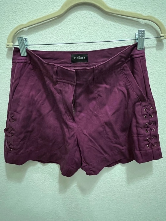White House Black Market Pants - White House Black Market Plum Lace-Up Side Shorts